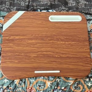 Blue and White Patterned Lap Desk With a Hard Wood Top